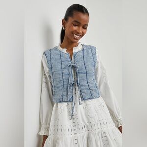 RAILS Brontë Medium Cloud Wash Puff Cropped Vest Bows Ties Size Small